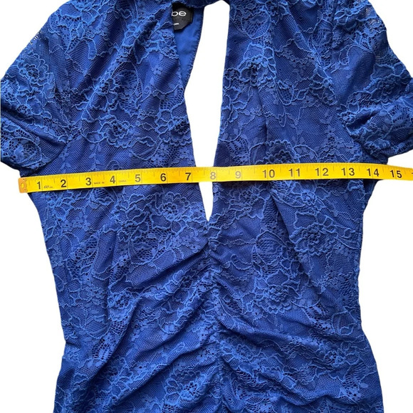 BEBE Clair Royal Blue Lace Long Sleeve Open Back Dress - Size Small - Picture 6 of 7
